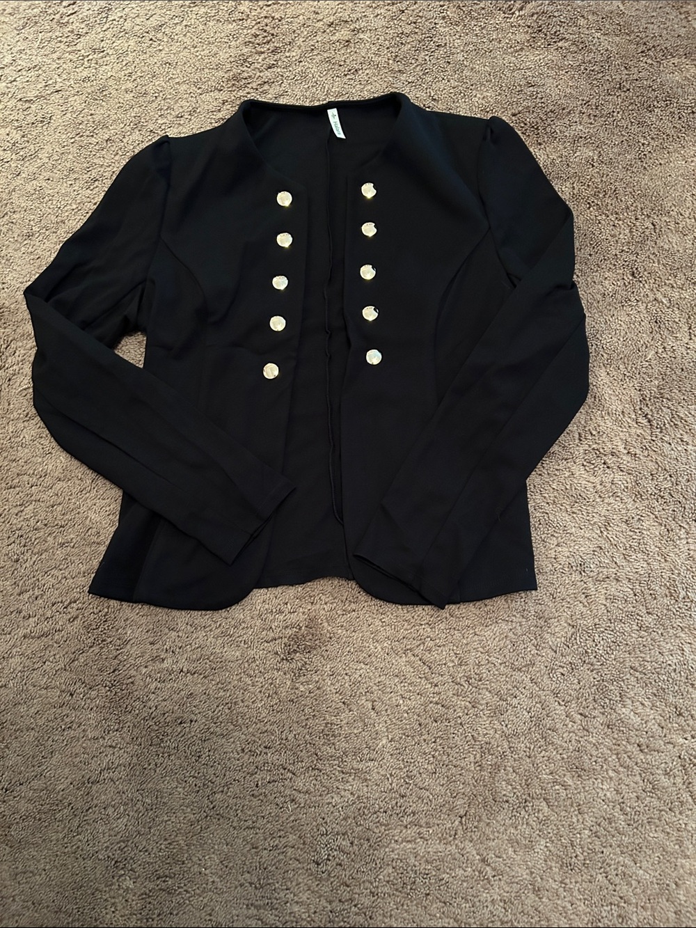 HALARA Black Blazer with Gold Button Detailing
